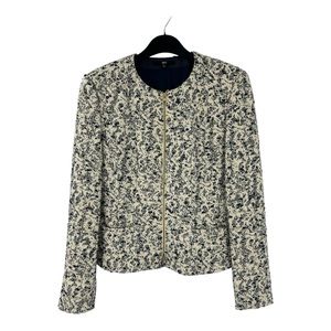 BOSS Raise Knit Full Zip Size 4 Color Navy Blue & Beige Blazer.